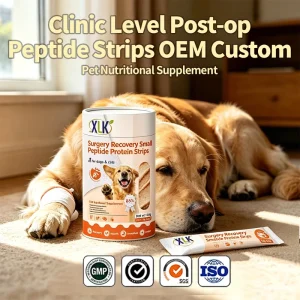 OEM Natural Pet Post Op Recovery Supplement Peptide Strips with Lactoferrin CPP Taurine Immune Boost for Dogs Cats