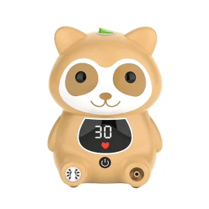 OEM Newly Cute Raccoon Smart Digital Display for Cough Asthma Durable Atomize SFDA Approved Compressor Nebulizer with Timing