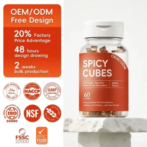 OEM/ODM Private Label Spicy Cubes Male Vitality Gummies Maca Root Epimedium Hormone Balance Natural Performance Booster for Men