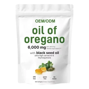 OEM Private Label 6000mg Oregano Oil Black Seed Oil Softgel Capsules Promote Digestion Energy Management for Adults Dietary