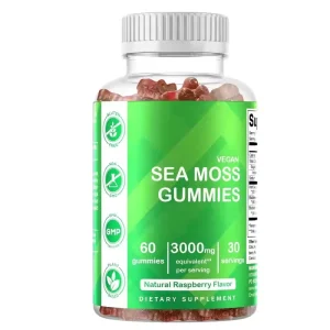 OEM Private Label Sea Moss 3000mg Gummies with Bladderwrack and Burdock Root Natural Irish Sea Moss Extra Strength
