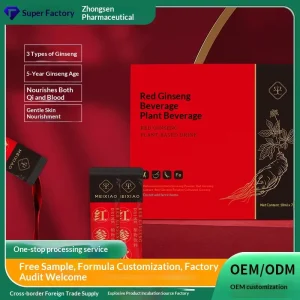 OEM Red Ginseng Drink with 3 Types of 5 Year Old Ginseng Nourishes Qi and Blood Gentle Skin Support for Women