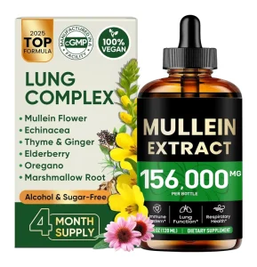 OEM Vegan Mullein Leaf Extract Tincture Chlorophyll Elderberry Herbal Supplement For Lung Detox Cleanse Food Mullein Drops Oil