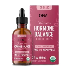 OEM Women’s Hormone Balance Liquid Drops 60ml USDA Organic 15 Herbal Extracts PMS & Menopause Support