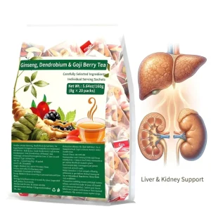 Oem Chinese Natural Herbal Health Tea Liver & Kidney Cleansing Ginseng Dendrobium Goji Berry Top Grade Bagged Tea