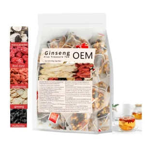 Organic Blended Five Treasure Ginseng Flavor Bags Red Date Health Energy Tea Chinese Herbal Fertility Ginseng Kidney Tea