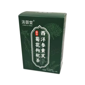 Organic Blended Herbal Wellness Health Tea Bags Box Ginseng Astragalus Chrysanthemum Goji Berries for Late Nights Liver Support