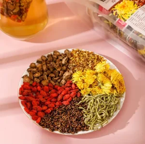 Organic Detox Herbal Tea Bags with Chrysanthemum Cassia Seed Wolfberry and Honeysuckle Liver Protection Formula