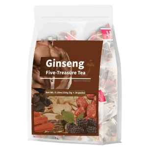 Organic Five Treasure Ginseng Flavor Tea Chinese Herbal Blended with Dates Supports Health Energy Fertility Kidney Function