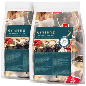 Organic Ginseng Ten Treasures Kidney Herbal Health Tea Chinese Natural Cleanse Detox Women Men 6 Ingredients 10g*20