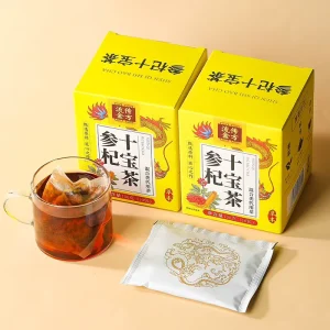 Organic Ginseng Ten Treasures Kidney Tea Chinese Natural Herbal Cleanse Detox Tea for Women & Men 10 Precious Ingredients