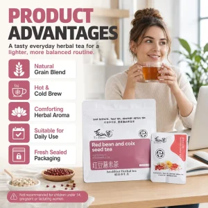Organic Top Grade Red Bean Coix Seed Barley Blend Grain Tea Bagged Health Tea for Wellness