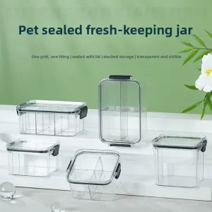 PET Sealed Rectangle Canister Food Grade Partitioned Storage Box Rose Tea Traditional Chinese Medicine Whole Grains