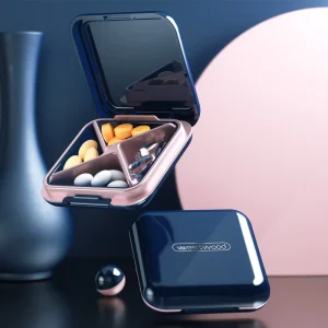 Plastic Four-compartment Portable Mini 7-day Medicine Case Airtight and Large Capacity Pillbox