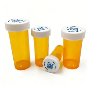 Plastic Medicine Pill Bottles with Child Resistant Caps Push Down and Turn Pop Top Tube 13 Dram Prescription Vial