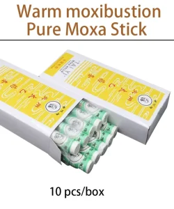 Premium Smokeless Moxa Roll CE Certified for Traditional Chinese Medicine Acupuncture Heat Massage Moxibustion Therapy 10Pcs Box