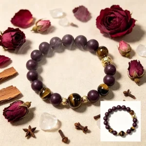 Premium Vintage Oriental Elegant Women Relaxing Qi Regulating Rose Roselle TCM Scented Bead Bracelet for Meditation