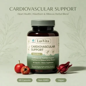 Private Label Cardiovascular Support Hawthorn Hibiscus Herbal Blend Capsule Vegan Non-GMO Heart Health Blood Pressure Supplement