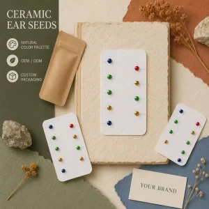 Private Label Ceramic Small MOQ Custom Ear Seeds Auricular Patch for Wellness Relaxation and Beauty Care Colorful Acupressure