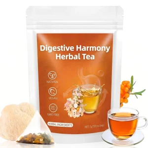 Private Label Natural Digestive Harmony Herbal Tea Sea Buckthorn Lions Mane Tea Pyramid Tea Bags for Stomach Health