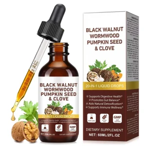 Private Label Parasite Cleanse Liquid Drops, Black Walnut Wormwood Pumpkin Seed Clove Extract For Intestinal Detox