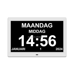 Pros 10.1″ Analogue Dementia Clock Alzheimer’s Dutch Multiple Custom Alarms Auto DST Dimming Medicine Reminders Remote Control