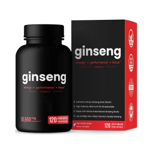 Red Panax Ginseng Capsules Extra Strength Ginsenosides Ginseng Root Extract For Energy Focus Vitality & Immune Support