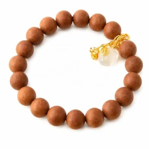 Royal Botanical Bracelet Handmade Saffron & Agarwood Scented Wood Beads Wellness Zen Mala Jewelry Custom Logo Option