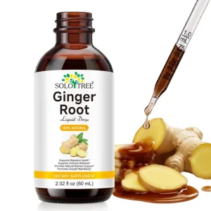 SOLOTREE Digestive Health Natural Plant Extract Liquid Ginger Supplements Pure Vegetable Ginger Root Drops for Nutrient Support