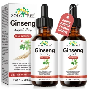 SOLOTREE Organic Vegan Red Ginseng Extract Liquid Drops Wild Natural Korean Panax Ginseng Root Tincture Supplements