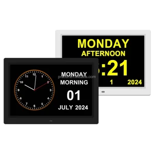 Smart Analogue Digital Clock Day Date Elderly Alzheimer’s Dementia Clock Medicine Reminder Custom Alarm Weather Temperature