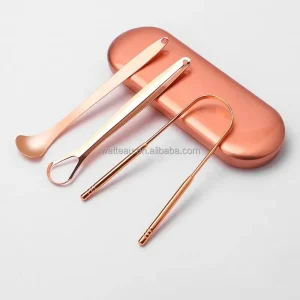 Stainless Steel Tongue Scraping Set with Copper Spoon Home Use Traditional Chinese Medicine Tongue Cleaners