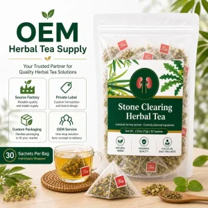 Stone Clearing Herbal Tea Botanical Blend 30 Sachets Poria Dandelion Coix Seed OEM Daily Drink