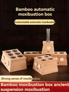 Traditional Chinese Medicine Eco friendly Natural Bamboo Six Holes Portable Antirheumatic Moxibustion Moxa Stick Box for Foot