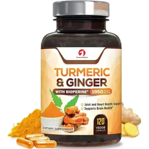 Turmeric Curcumin Supplement with Organic Turmeric & Ginger 95% Curcuminoids BioPerine Black Pepper for Best Absorption Non GMO