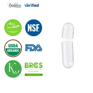 Vegan Clear Pharmaceutical Packaging Gelatin free Halal Certified Separated HPMC Transparent Capsules Sizes 00 0 1