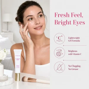 Vitamin C Brightening Eye Cream for Under Eye Shadows with Glycerin Hydration and Vitamin E Antioxidant Cruelty Free