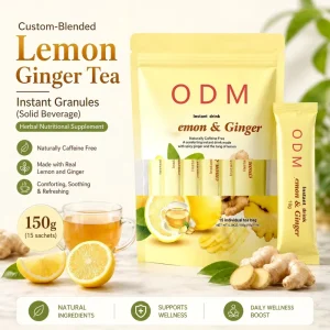 Wudy Adult Custom Blended Lemon Ginger Tea Instant Granules Solid Beverage Herbal Nutritional Supplement Energy