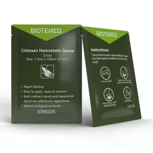 Z-Fold Fabric Gauze Covered with Chitosan Granules Hemostat Stop Bleeding Fast 7.5x100cm Class II