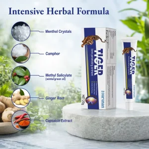 Zourunan Tiger Theme Herbal Comfort Ointment 20g Menthol Camphor Ginger Root Muscle Joint External Care